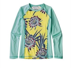 Patagonia Girls Large Long-Sleeved Silkweight Rashguard Cereus Flower